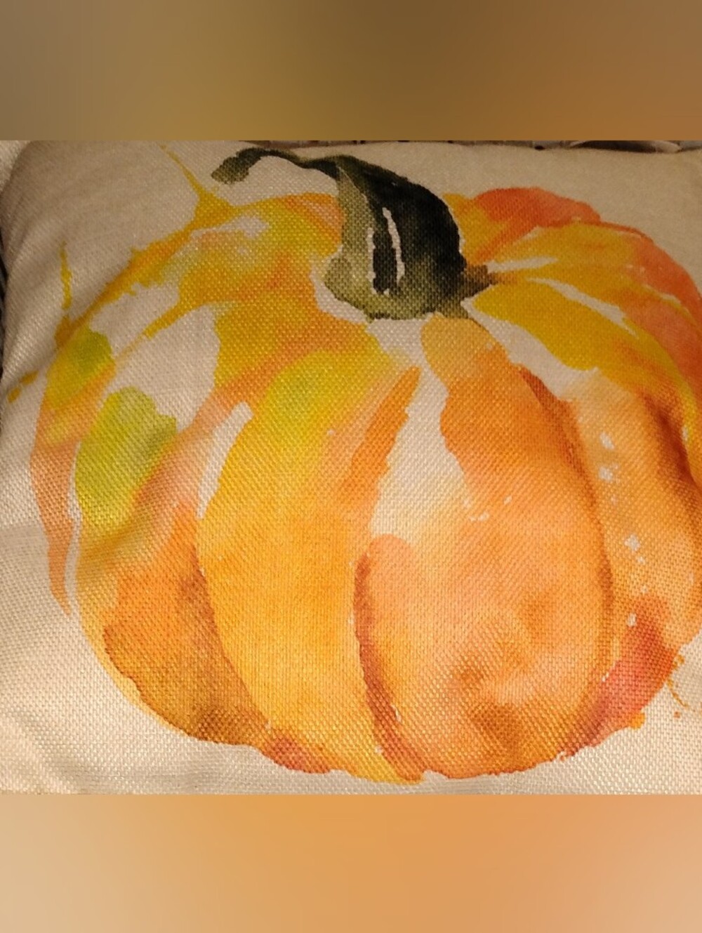 Orange Watercolor Pumpkin Accent Pillow